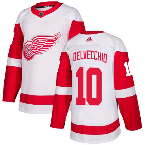 Herren Detroit Red Wings Eishockey Trikot Alex Delvecchio #10 Authentic Weiß Auswärts